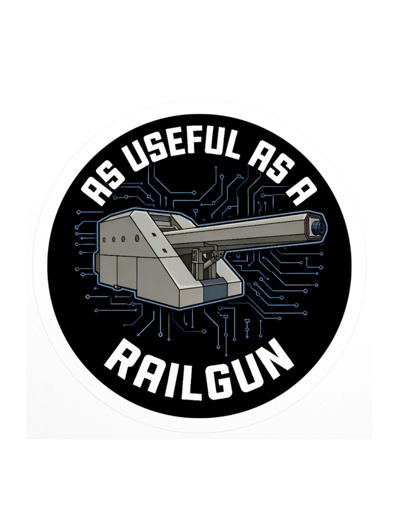 As Useful as a Railgun Sticker — TG.STICK-01